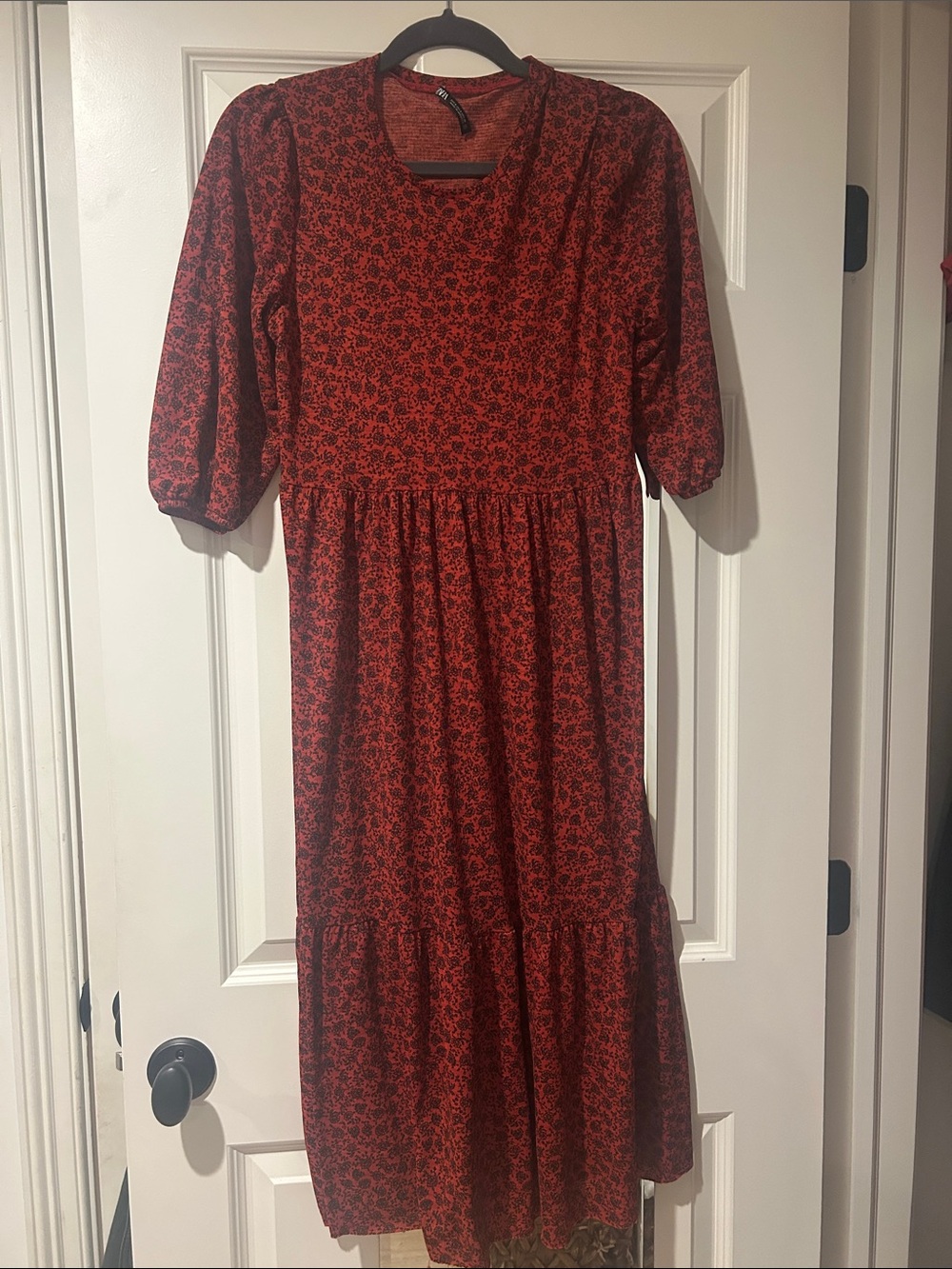 Zara Red Floral Knit Top